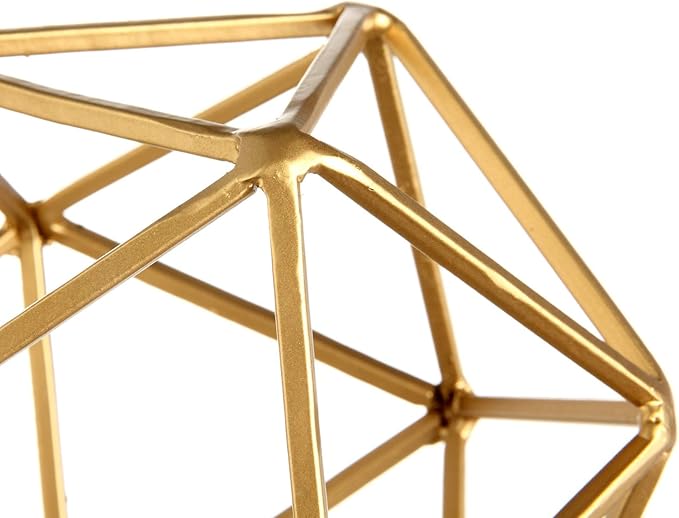 (B08T678577) - Better Homes & Gardens 5" W x 6" H Icosahedron Iron Geometric Tabletop Sculpture - Medium, Gold