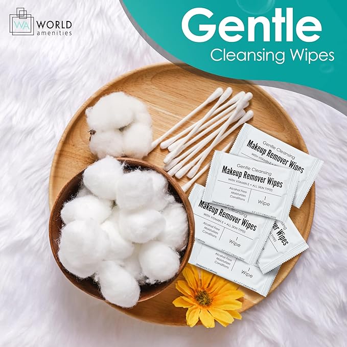 (B0754KC9TP) - Bulk Makeup Remover Wipes | 500 Count| Individually Wrapped, Gentle Cleansing, Alcohol Free