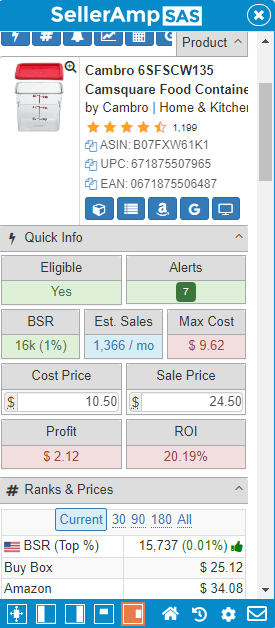 (B07FXW61K1) - Cambro 6SFSCW135 Camsquare Food Container, 6-Quart, Polycarbonate, Clear, NSF With Lid