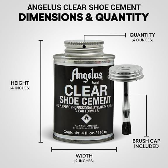 (B01H2CP08K) - Angelus Clear Shoe Cement, 4oz can (992-04-000)