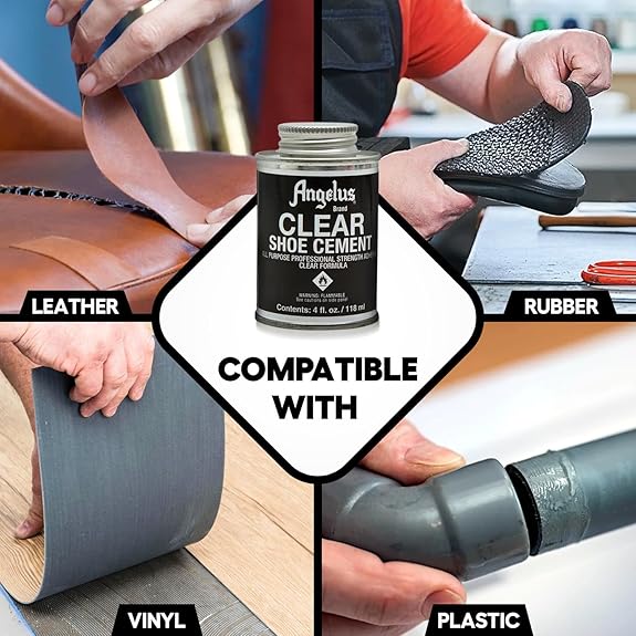 (B01H2CP08K) - Angelus Clear Shoe Cement, 4oz can (992-04-000)