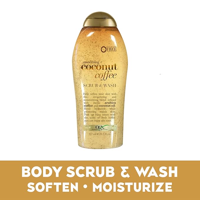 (B07CTSS14R) - OGX Smoothing + Coconut Coffee Exfoliating Body Scrub with Arabica Coffee & Coconut Oil